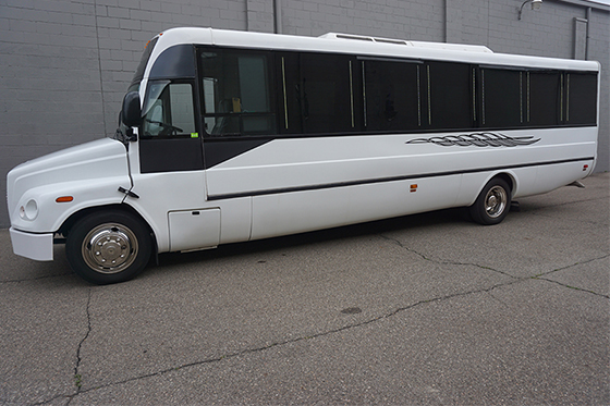 limo bus with wooden floors